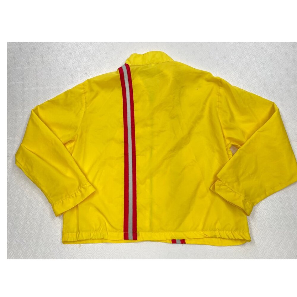 Vintage 1970's Yellow Striped Nylon Light Weight Drag Racing Jacket Men's Large - Picture 12 of 12